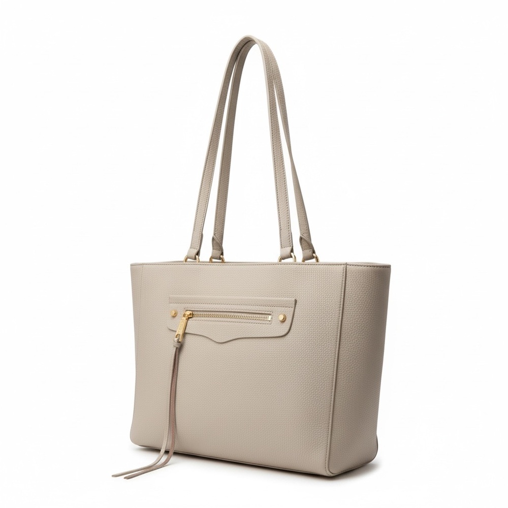 Rebecca Minkoff Pebbled Leather Large Tote Bag | Neutral Cream | - Picture 1 of 12